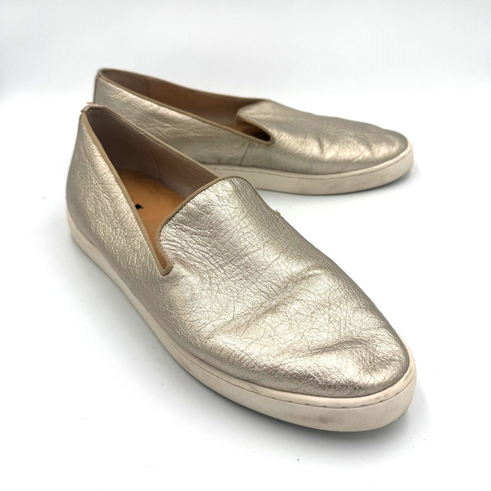 Birdies Swift Metallic Champagne Gold Leather Slip On Sneakers Womens 8